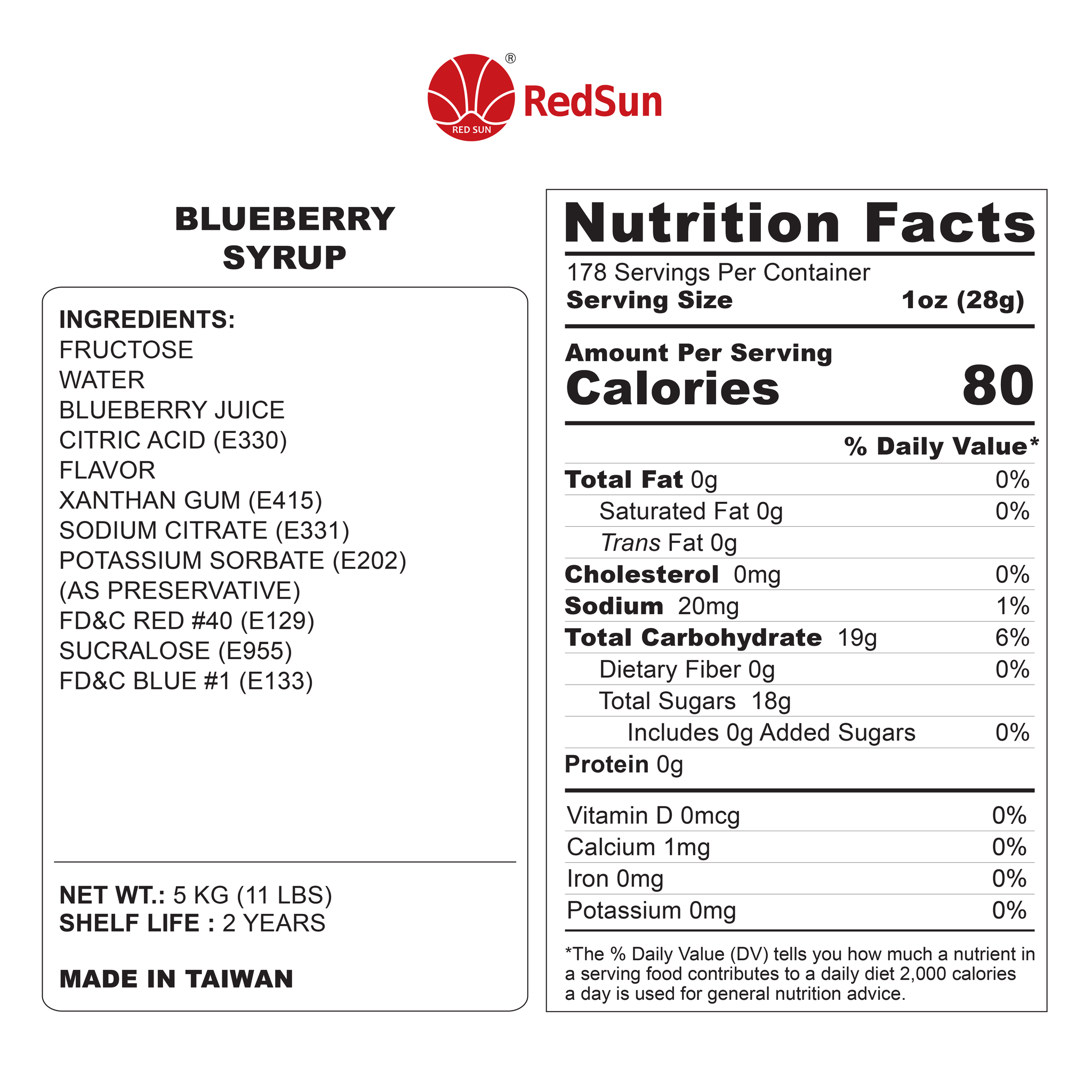 Blueberry Syrup 5KG (11LBS) (Bottle)