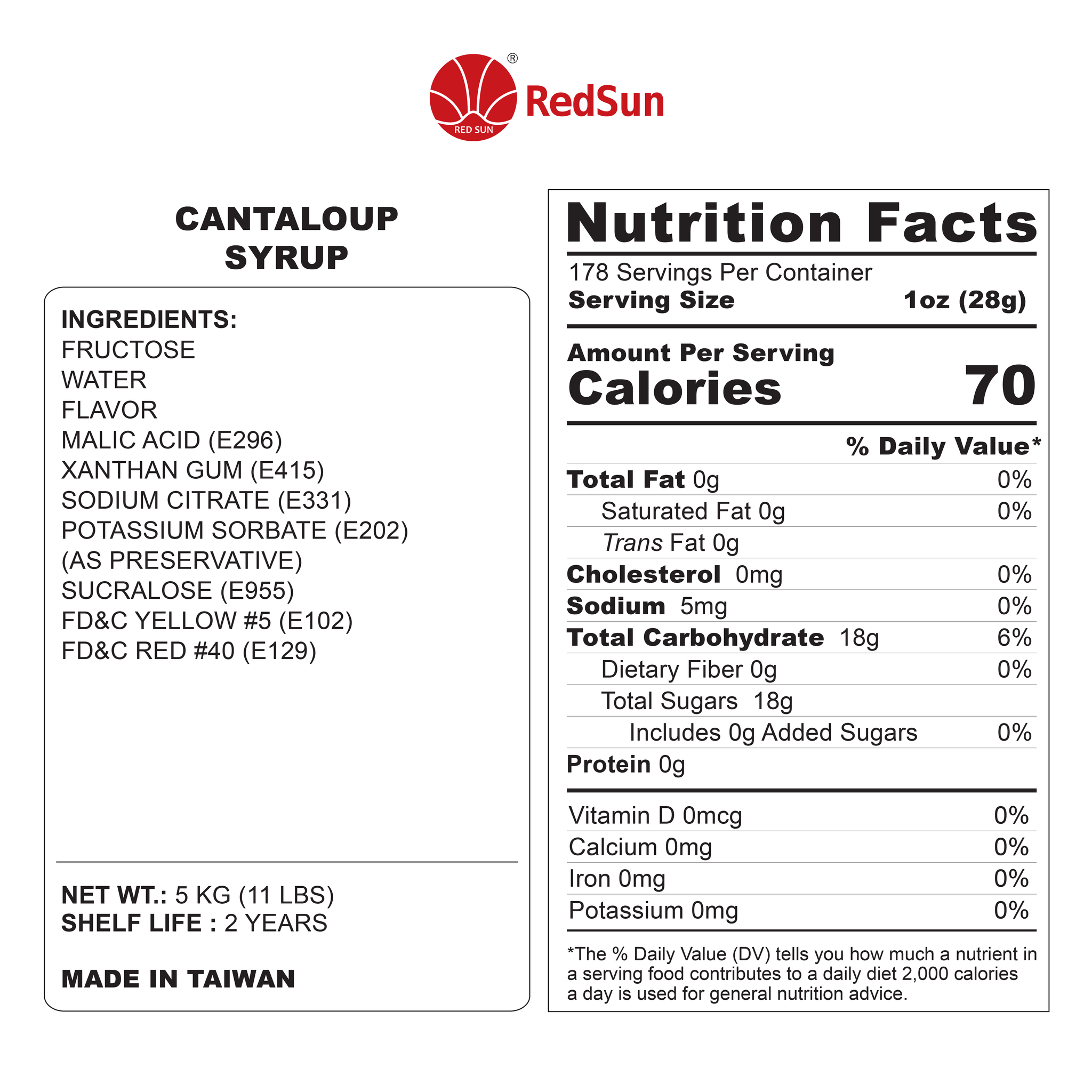 Cantaloupe Syrup 5KG (11LBS) (Bottle)