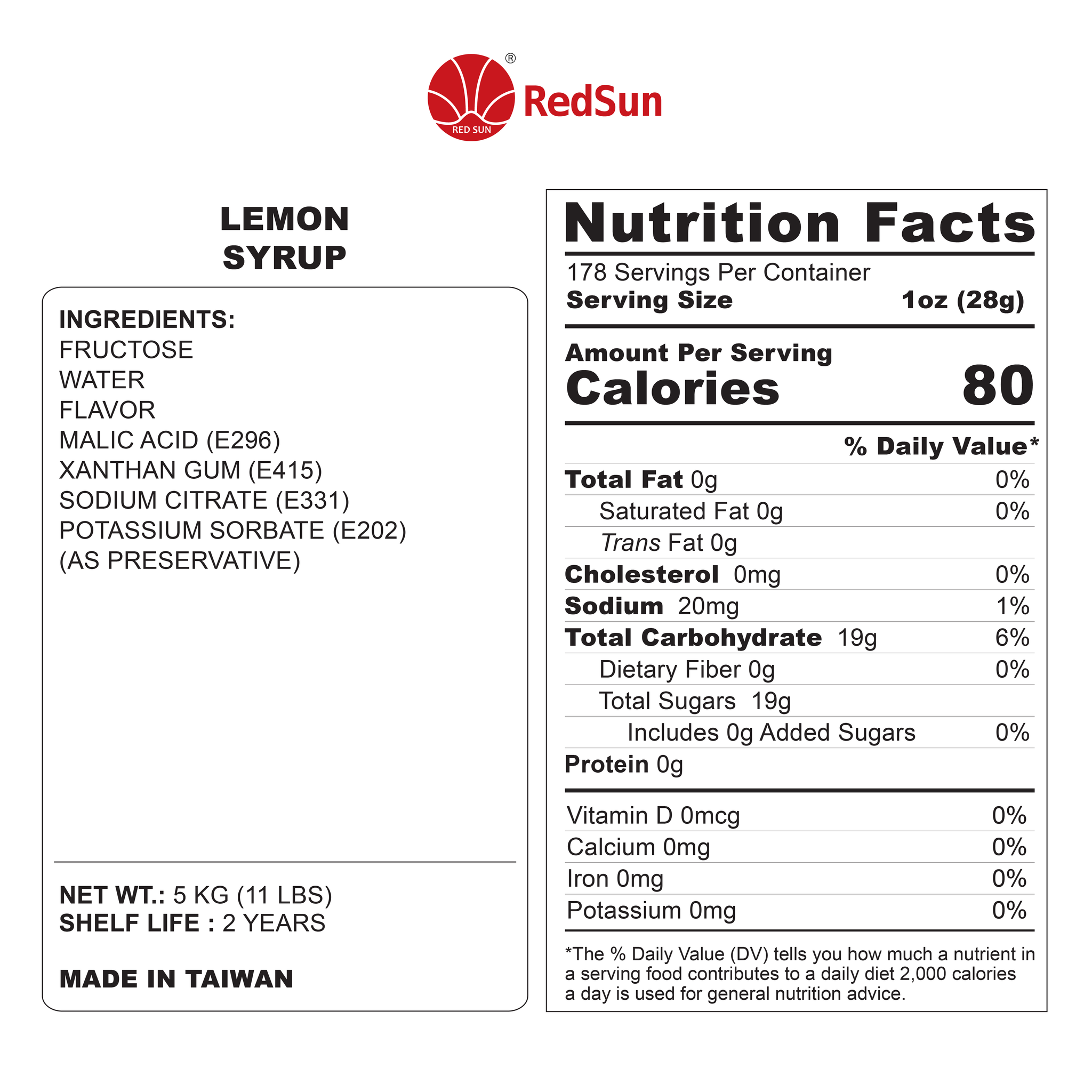 Lemon Syrup 5KG (11LBS) (Bottle)