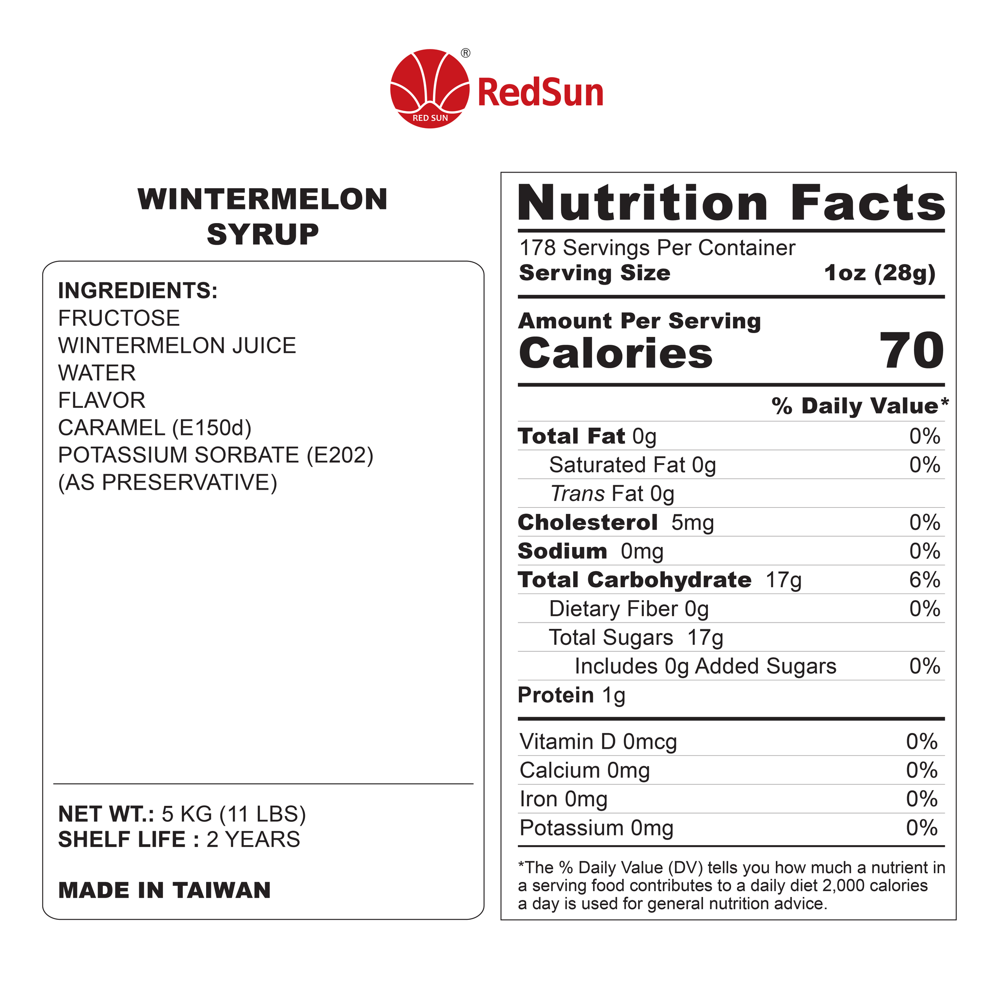 Wintermelon Syrup 5KG (11LBS) (Bottle)