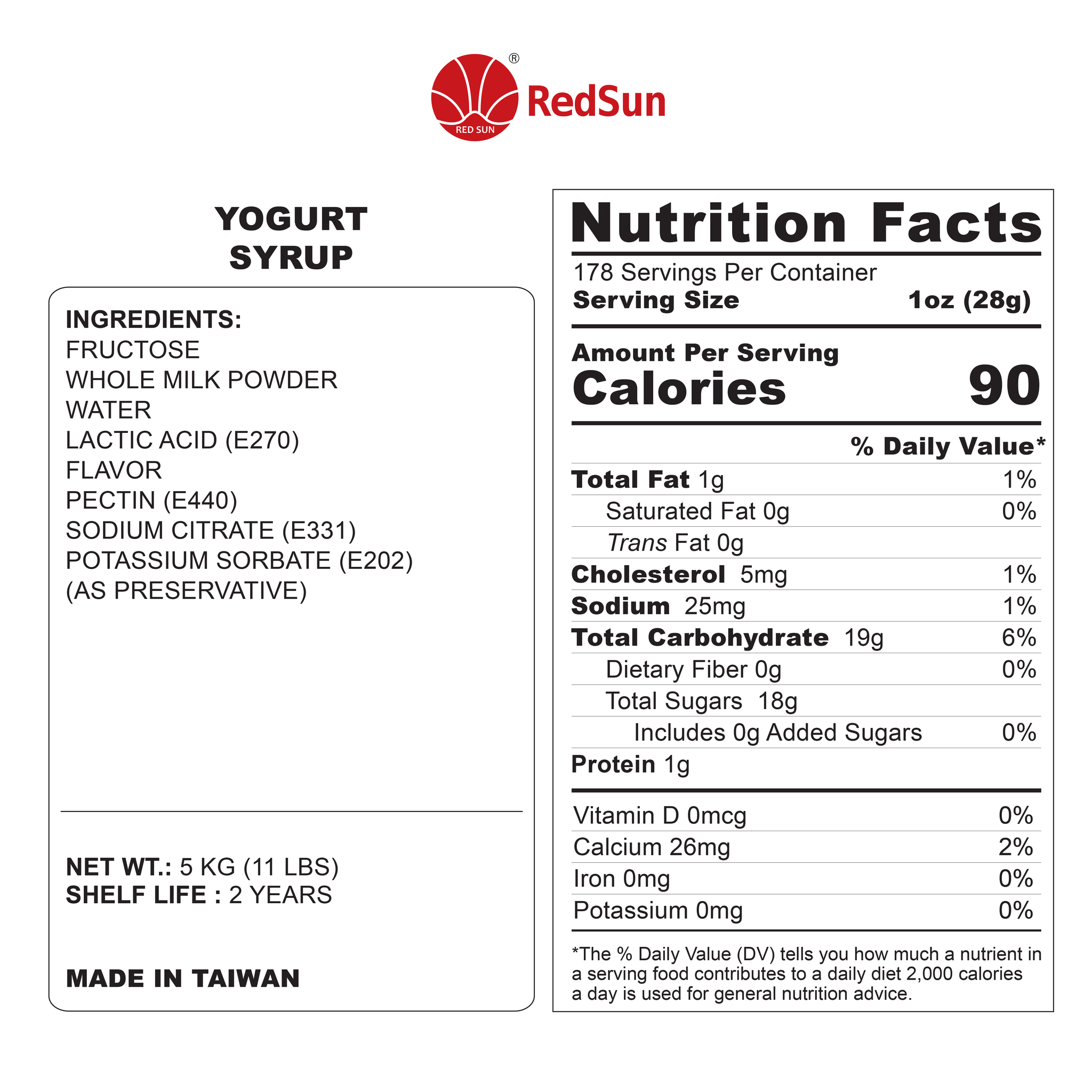 Yogurt Syrup 5KG (11LBS) (Bottle)