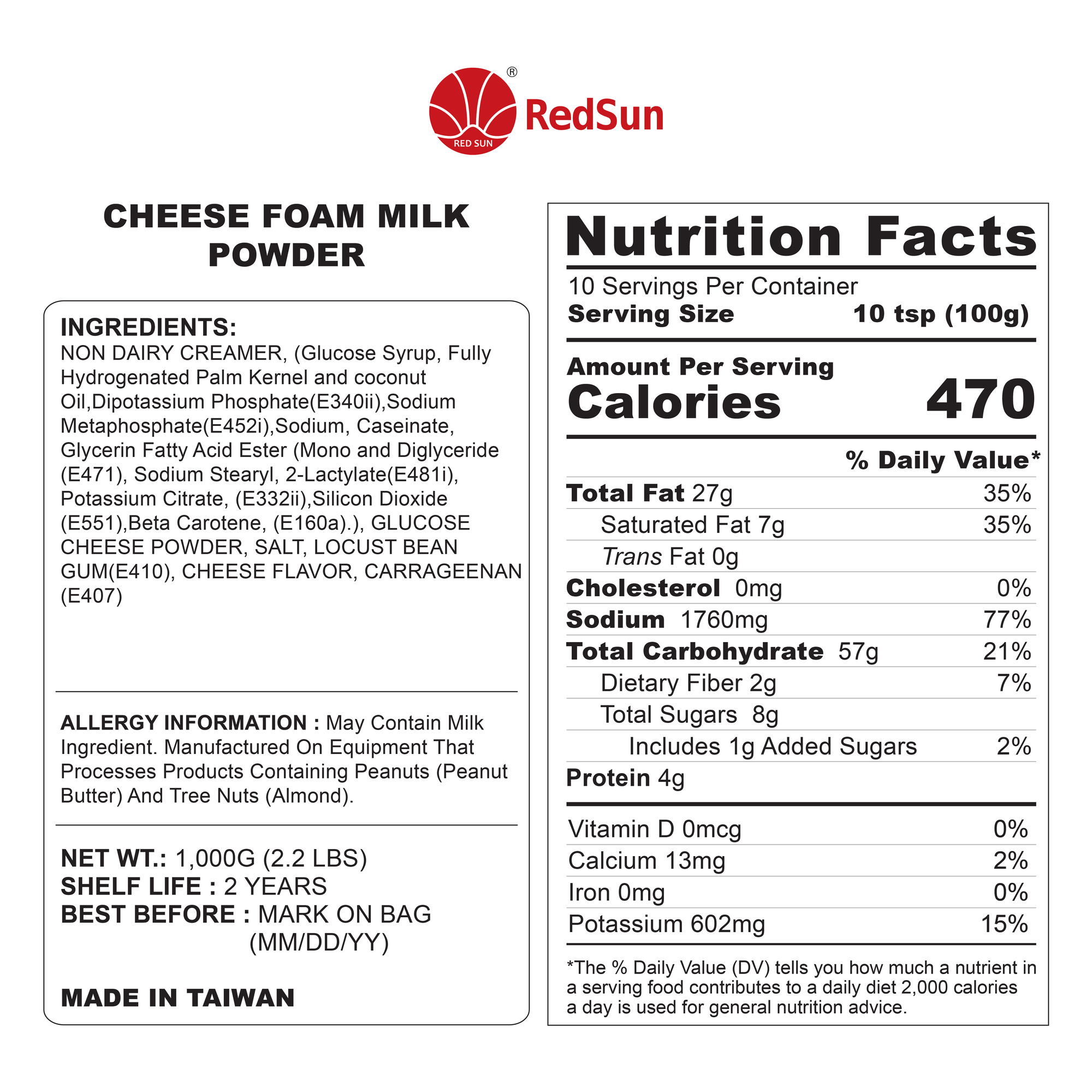 Cheese Foam Powder 2.2LBS (Bag)