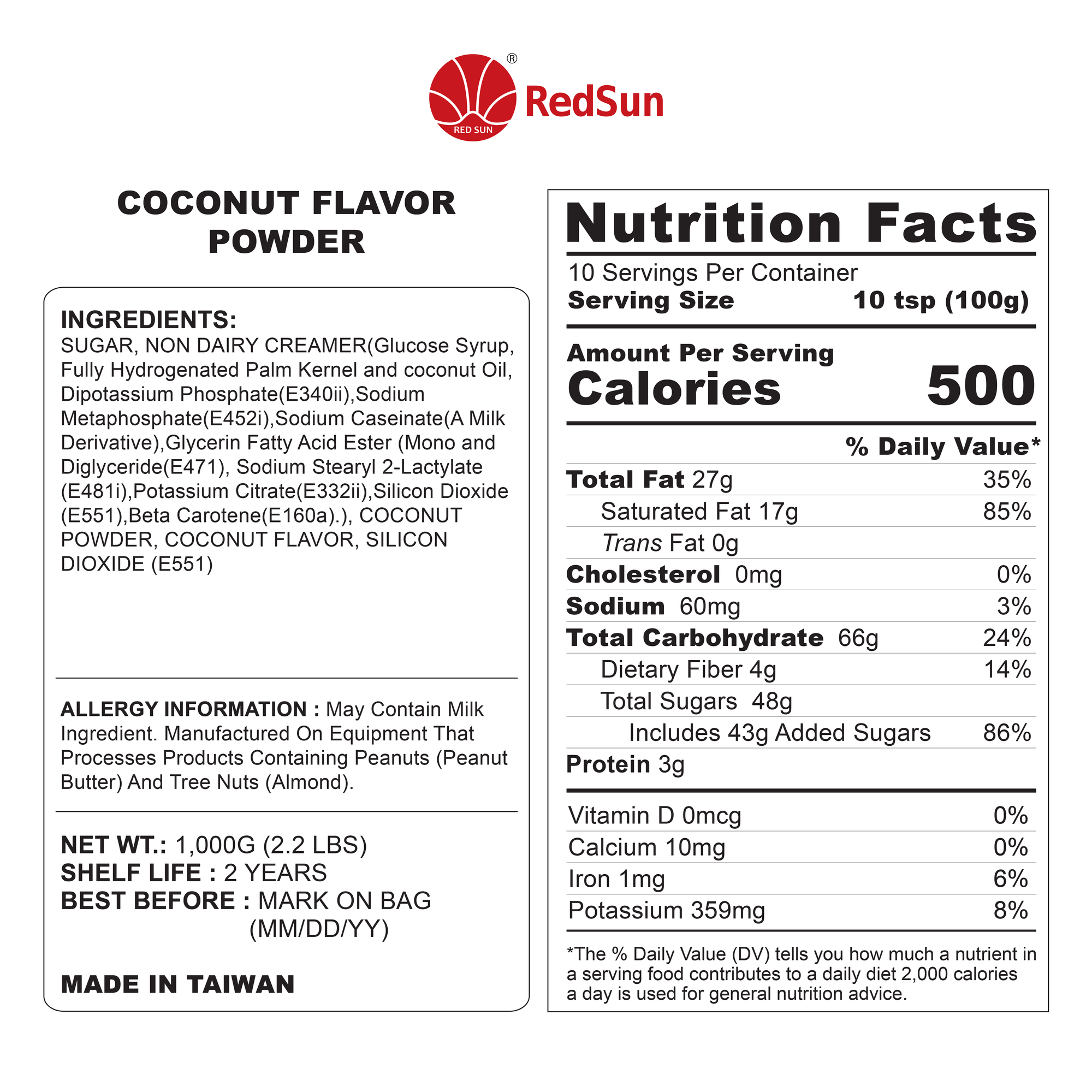 Coconut Powder 2.2LBS (Bag)