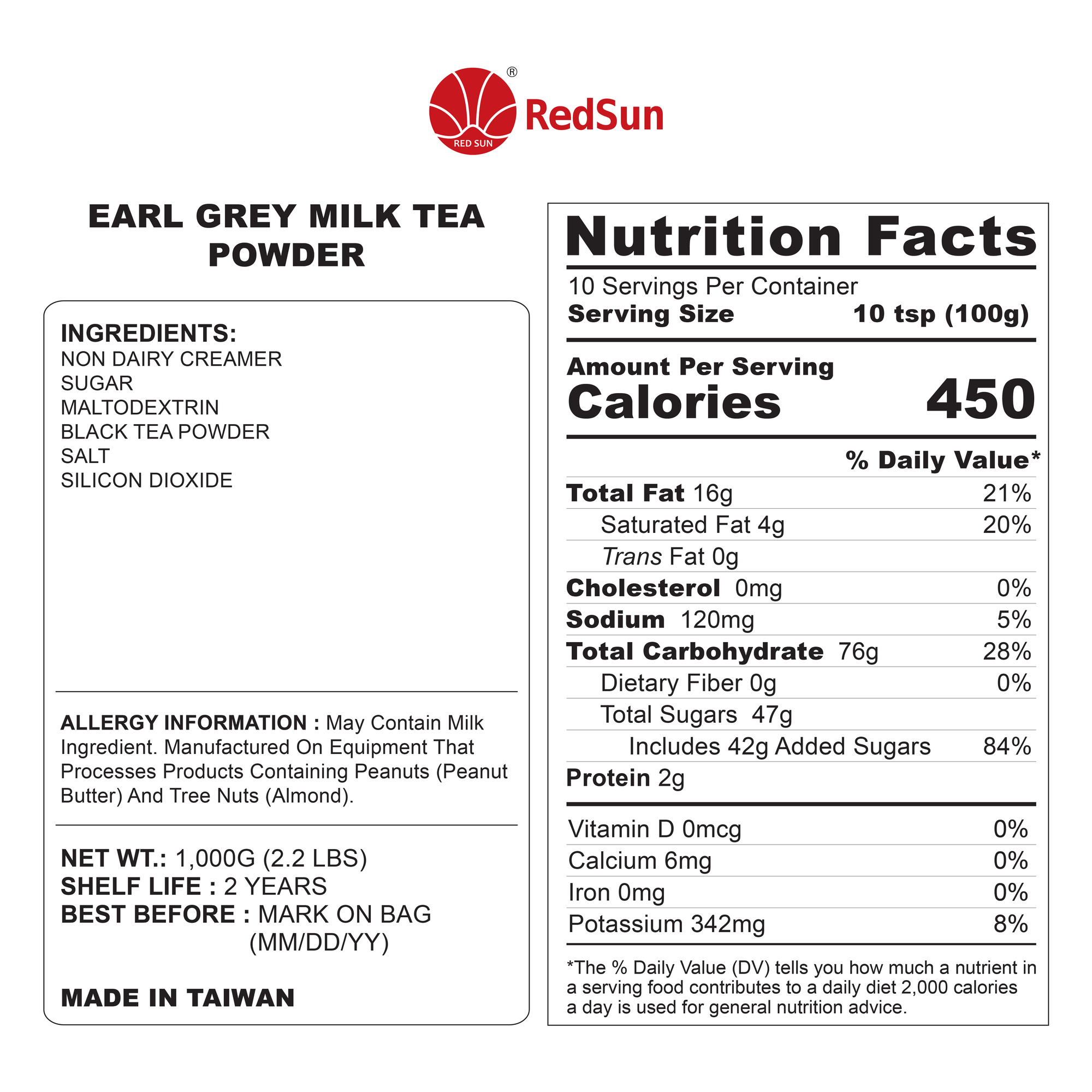 Earl Grey Milk Tea Powder 2.2LBS (Bag)