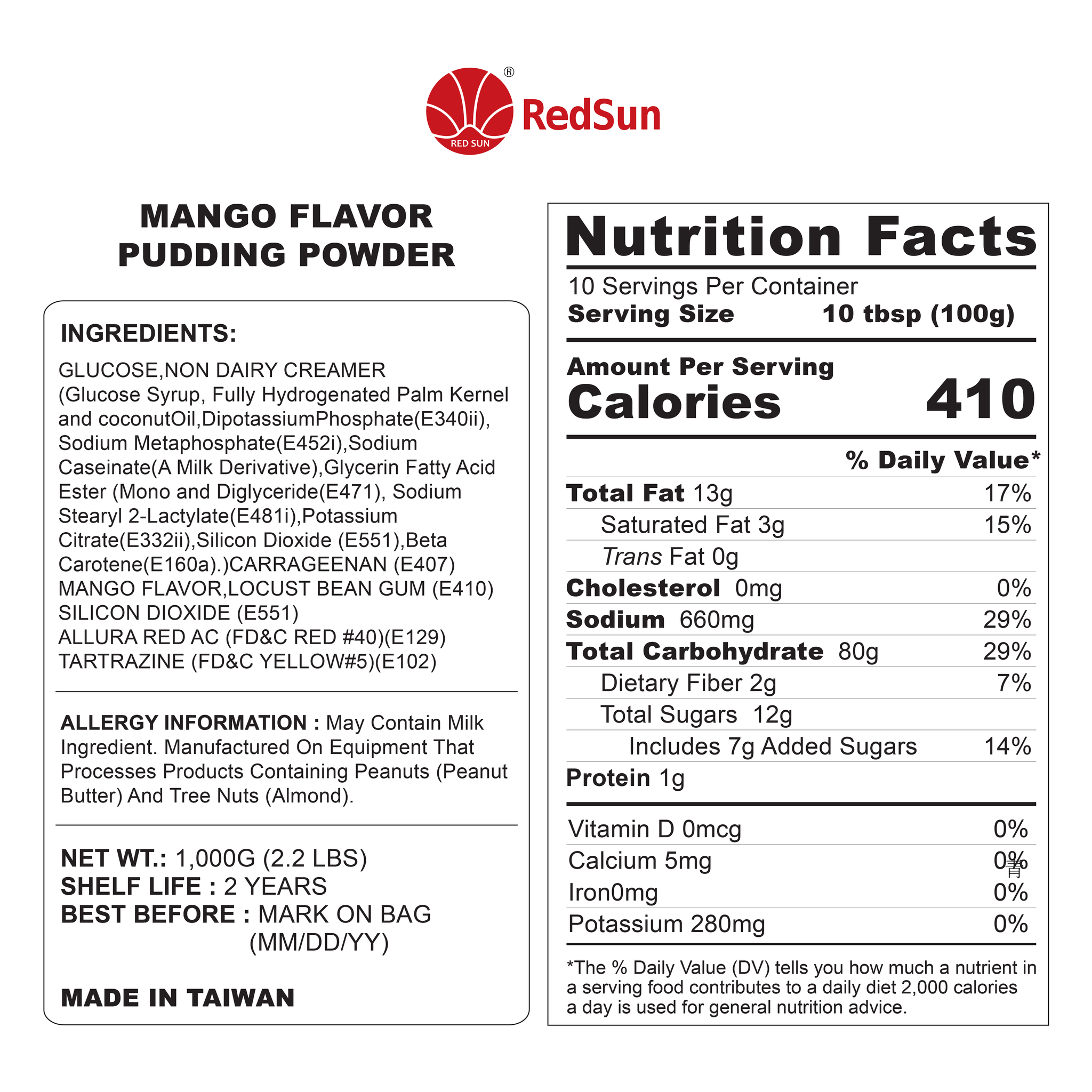 Mango Pudding Powder 2.2LBS (Bag)