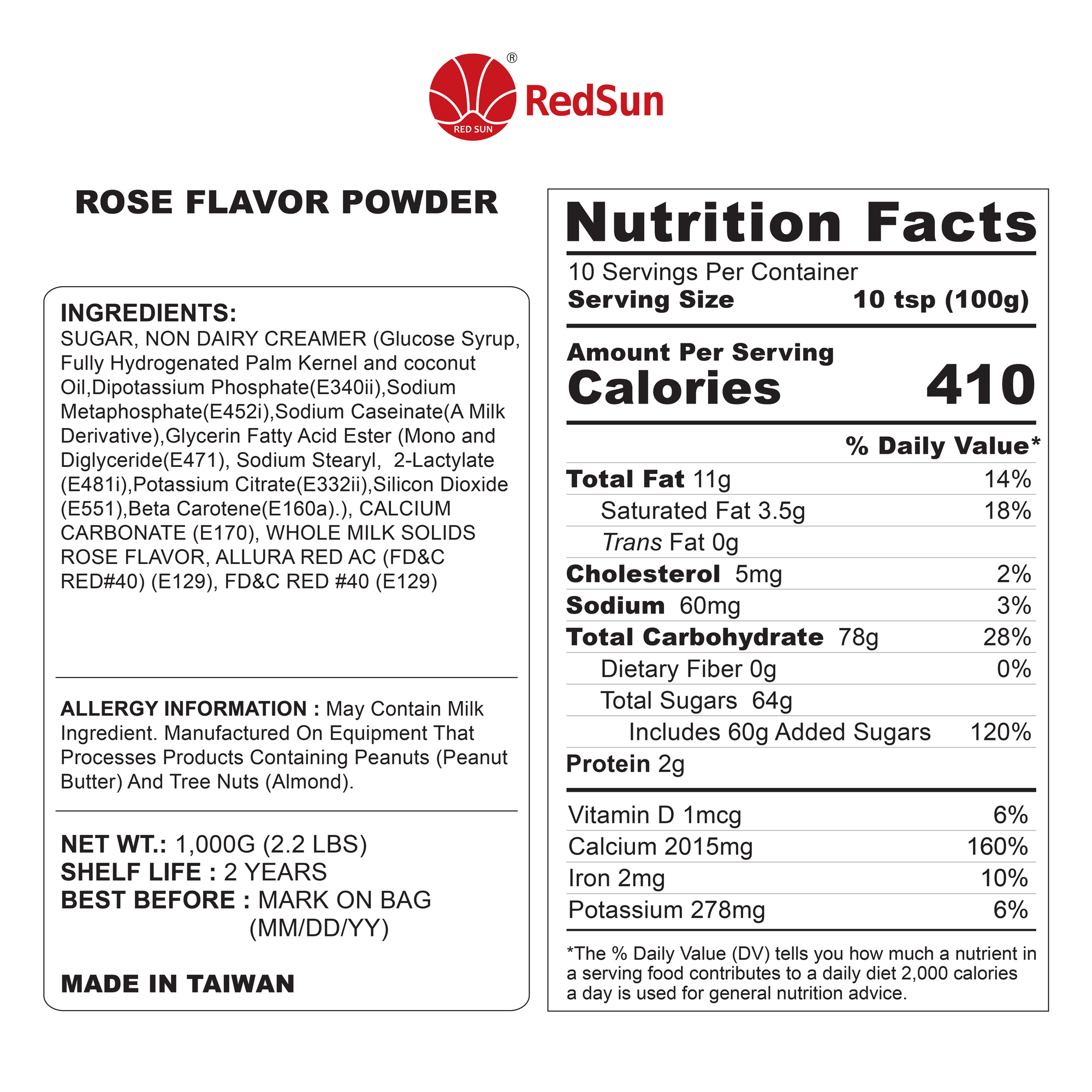 Rose Milk Tea Powder 2.2LBS (Bag)