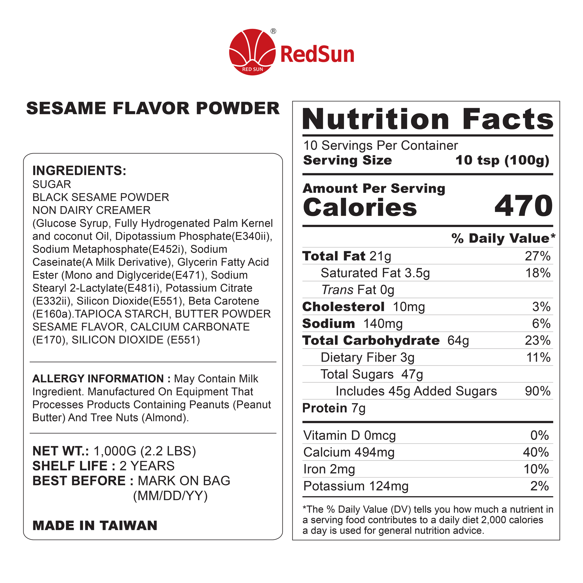 Black Sesame Powder 2.2LBS (Bag)