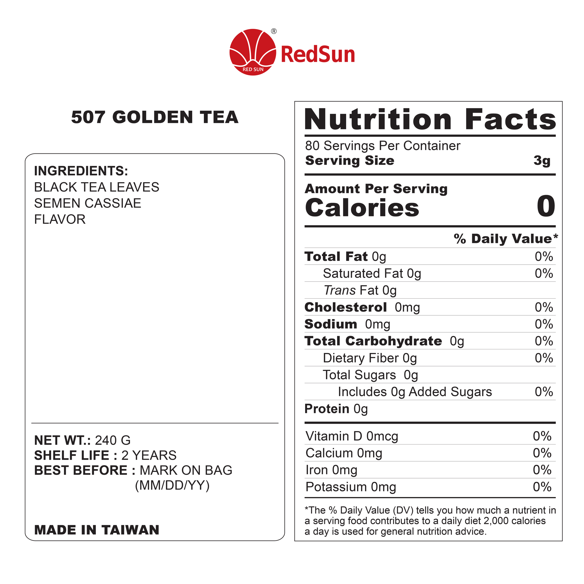 507 Golden Tea Leave 240 G x 25 Bags (Case)