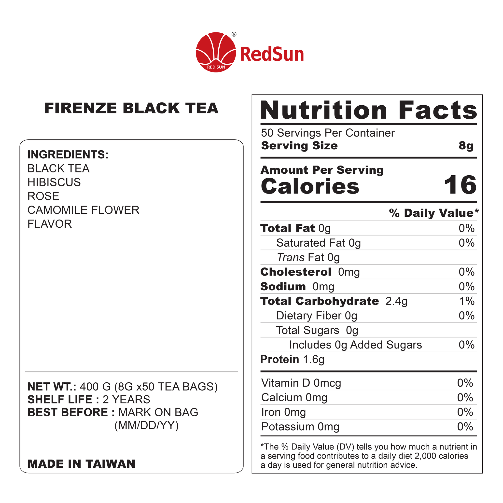 Firenze Black Tea Bag 50 Bags (Pack)