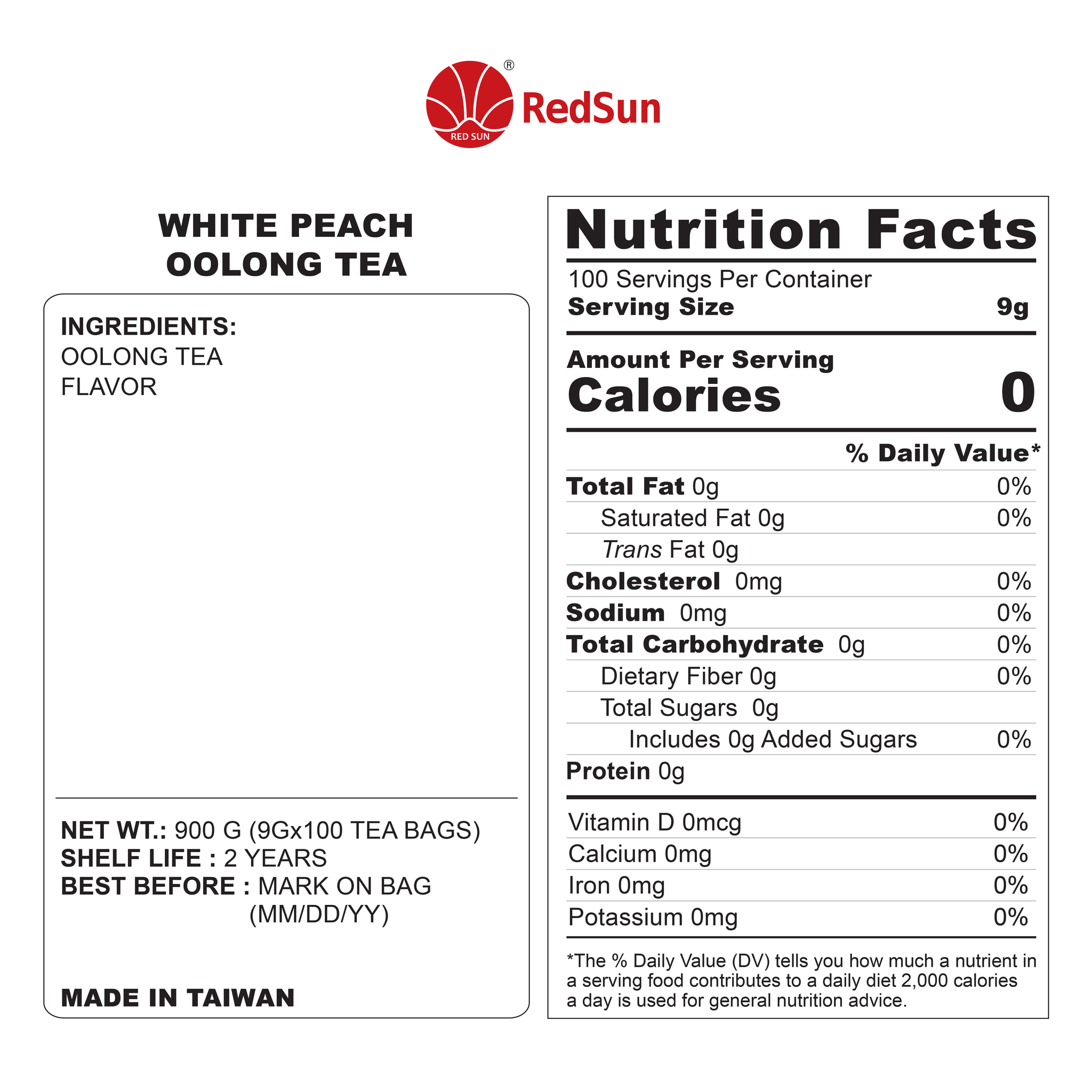 White Peach Oolong Tea Bag 100 Bags (Pack)