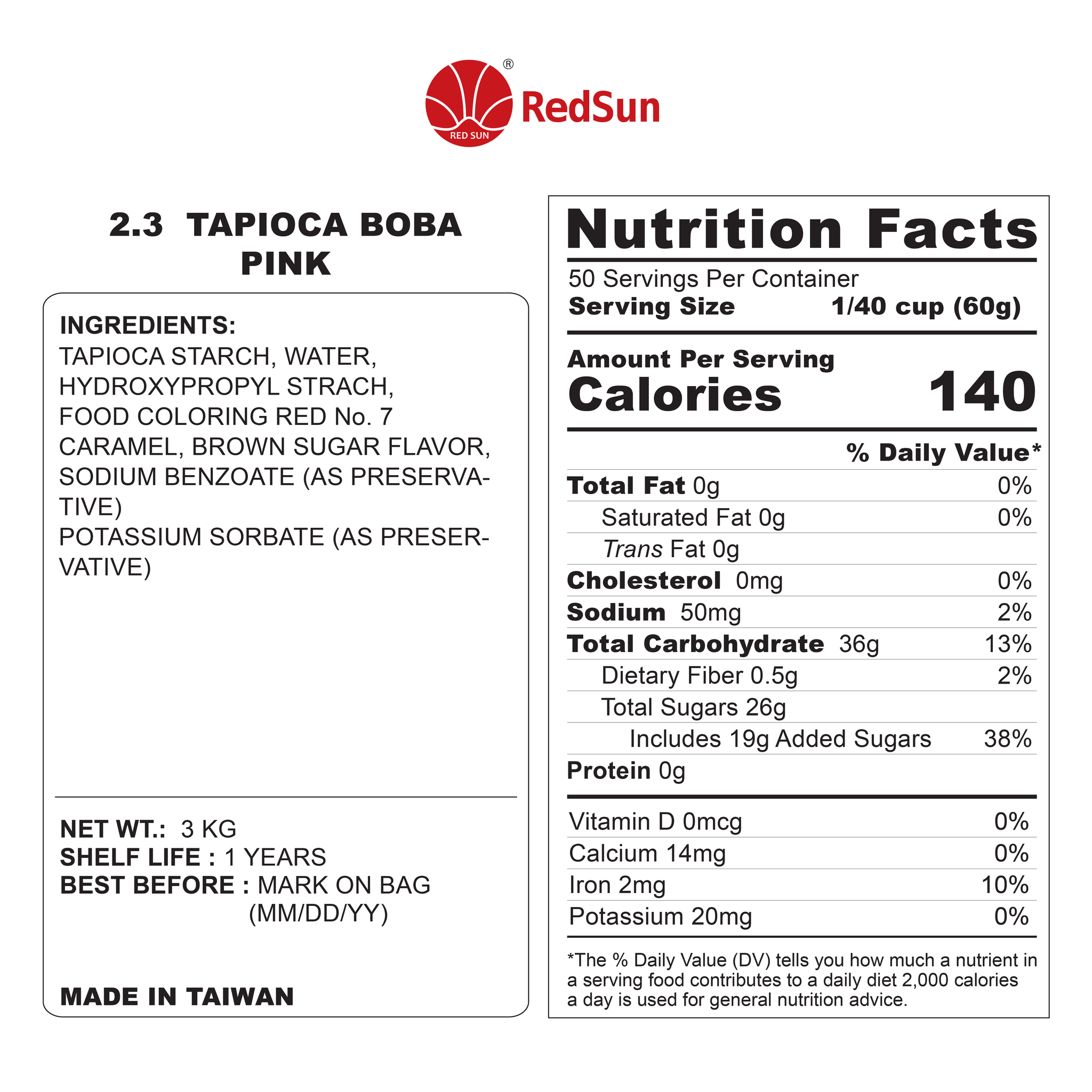 Tapioca Boba 2.5 Pink 6.6 LBS x 6 Bags (Case)