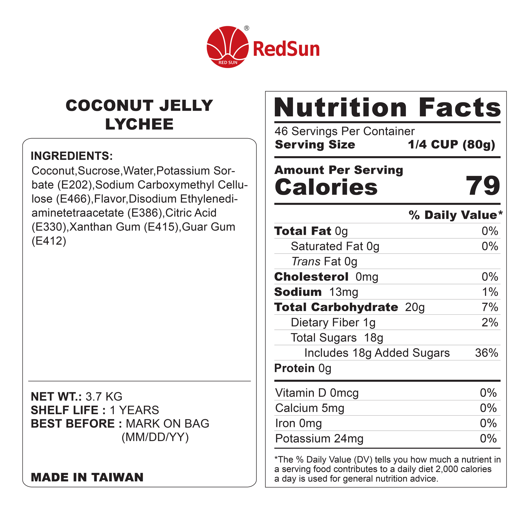 Lychee Coconut Jelly 3 KG (6.6 LBS) (Bottle)