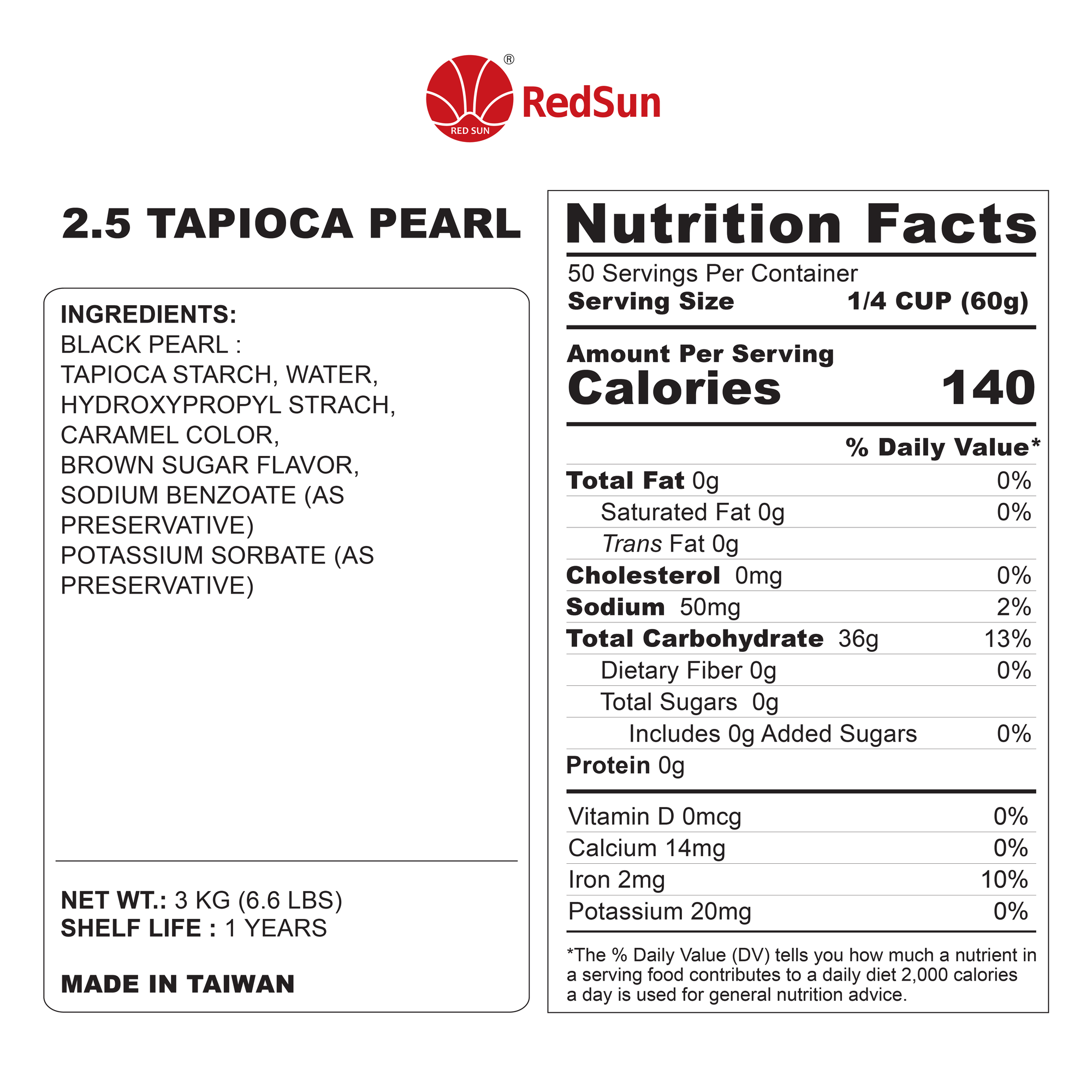 Tapioca Boba 2.5 Large 6.6 LBS x 6 Bags (Case)