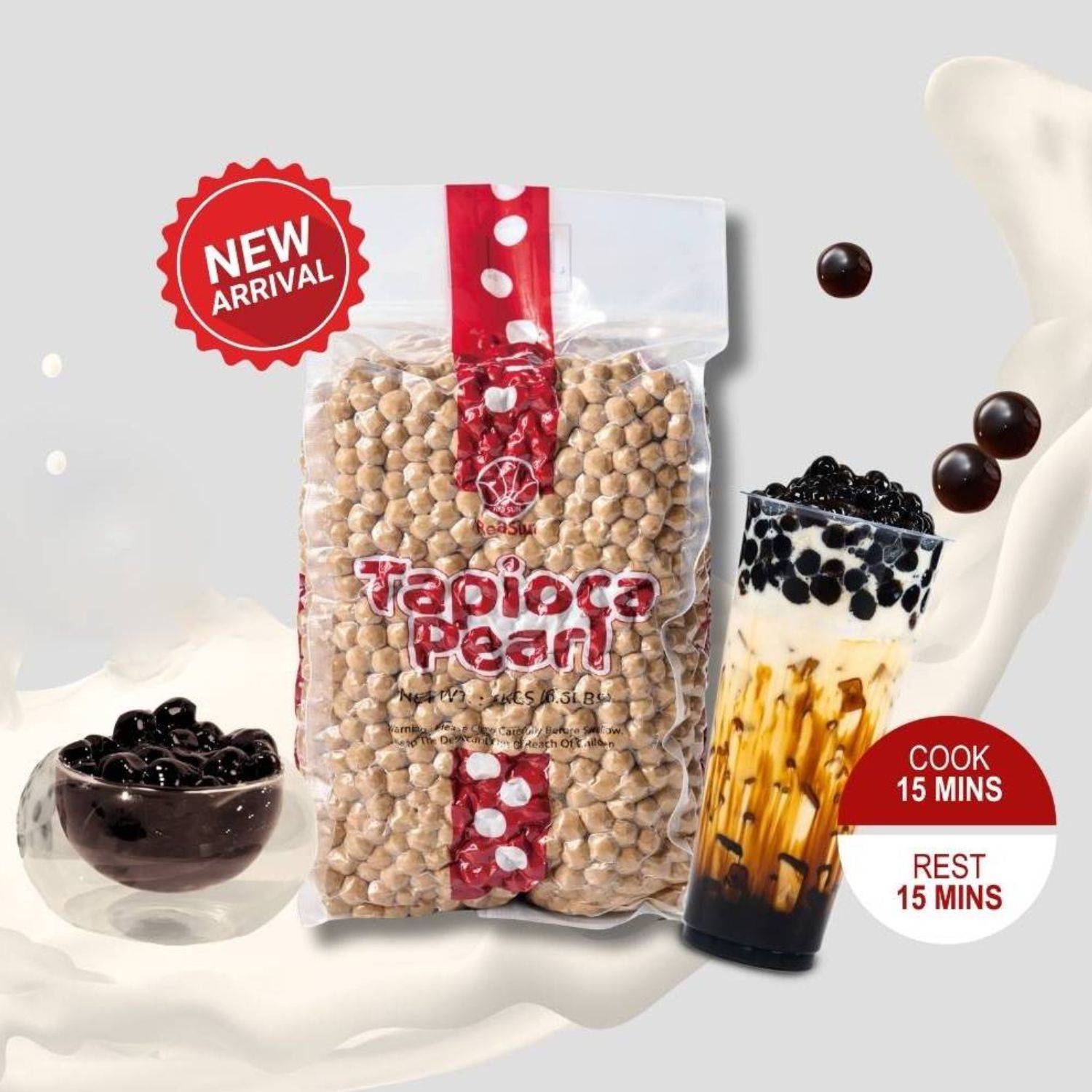 Tapioca Bags Quick 15 min Cook 2.3 Tapioca Boba 6.6 LBS x 6 Bags (Case) – RED SUN FOOD