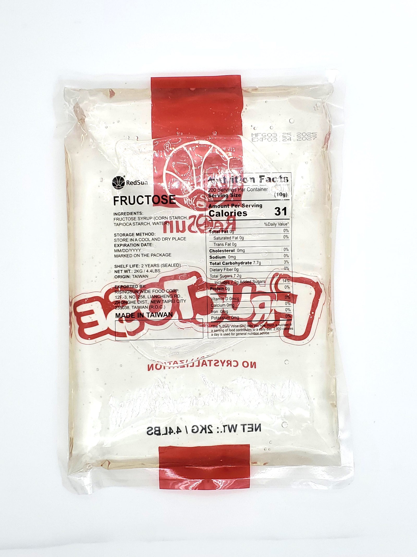 Fructose Bag 2 KG (4.4 LBS) x 10 Bags (Case)
