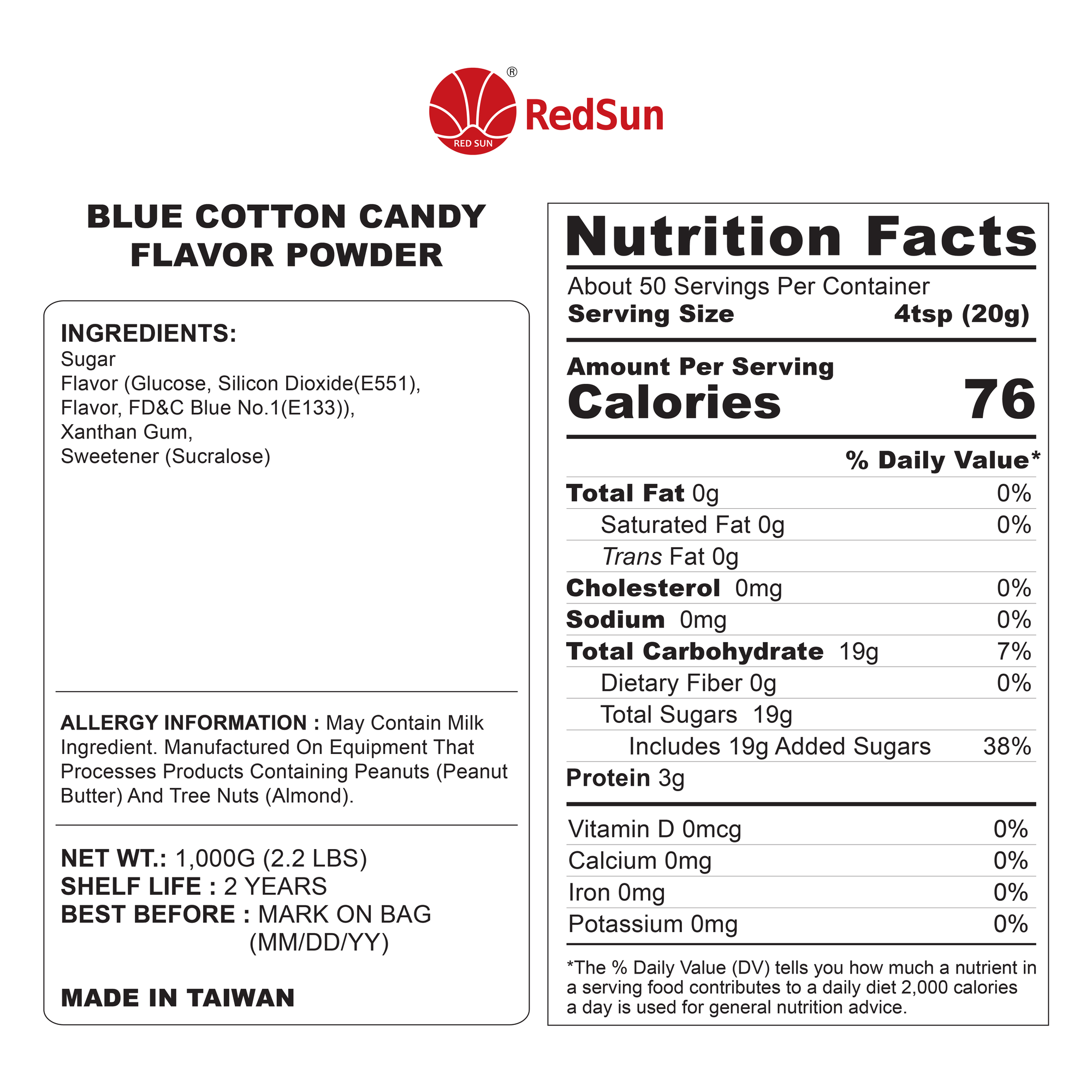Blue Cotton Candy Powder 2.2LBS (Bag)