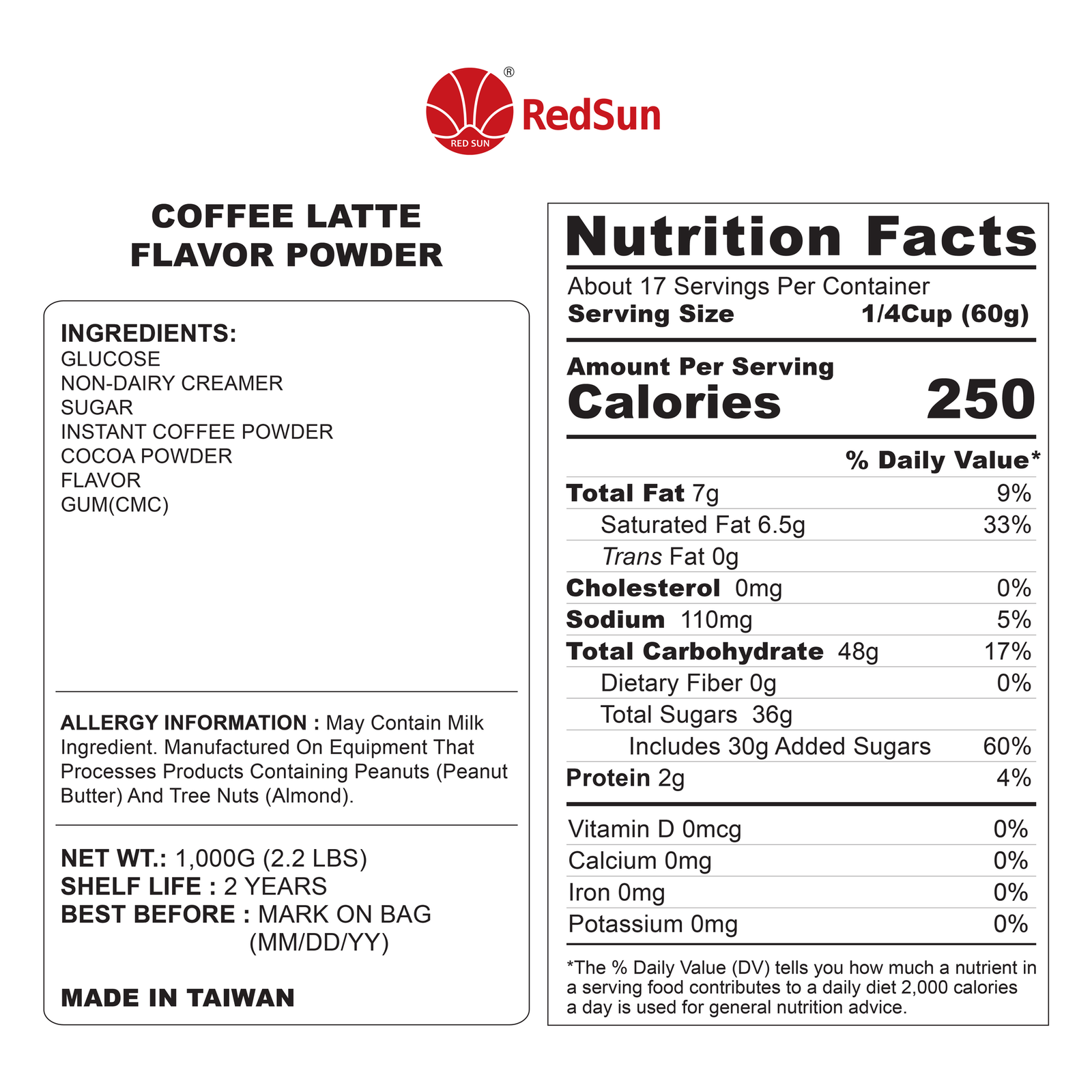 Cafe Latte Powder 2.2LBS (Bag)