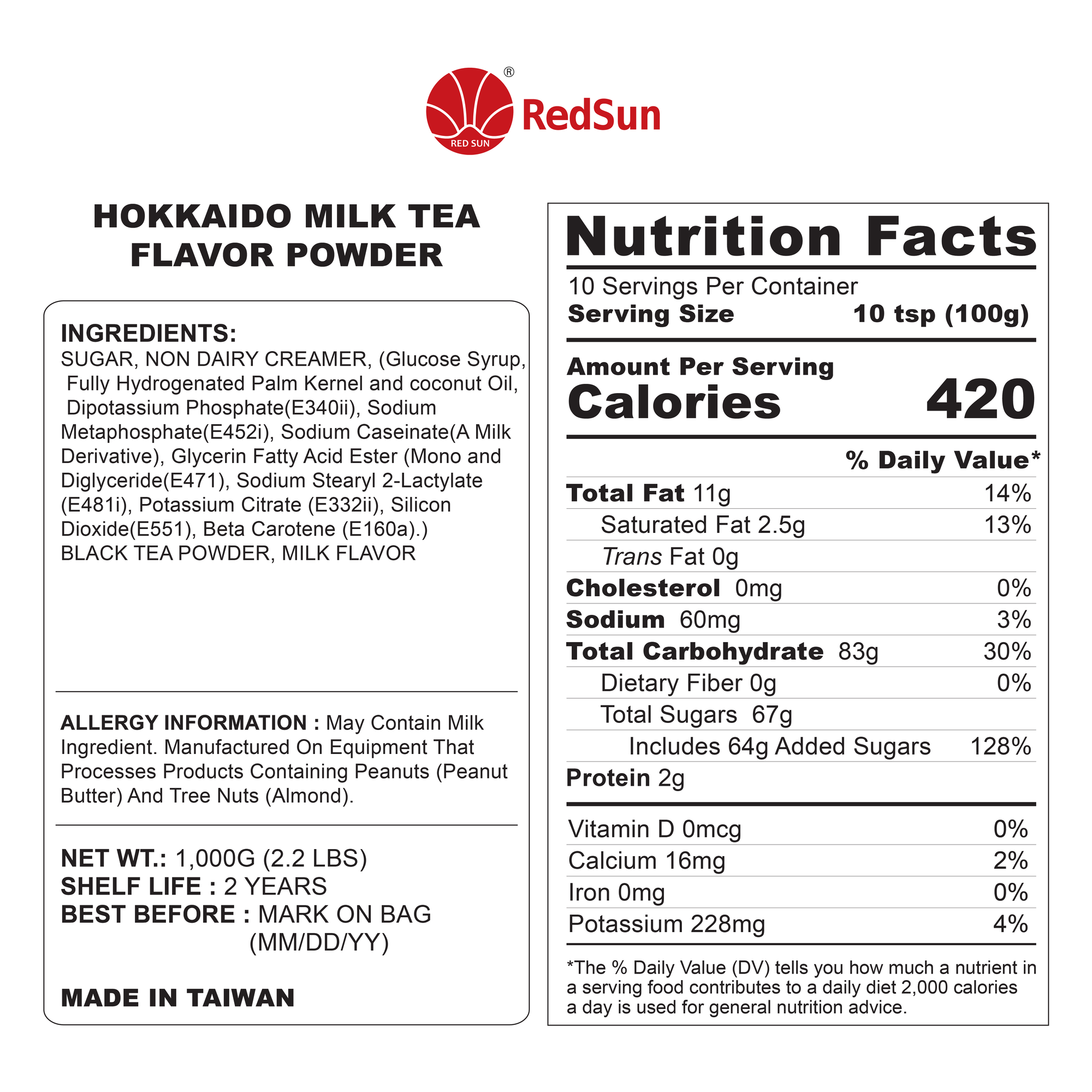 Hokkaido Milk Tea Powder 2.2LBS (Bag)