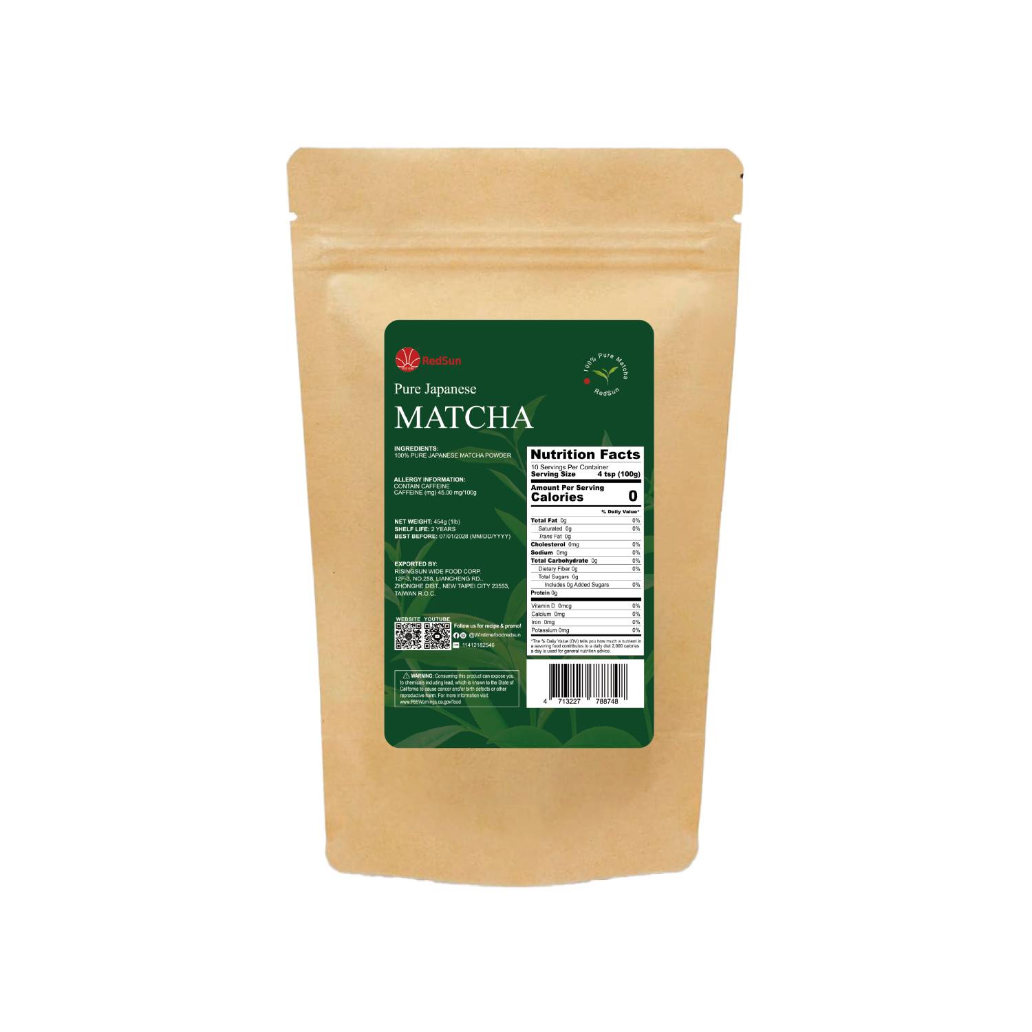 Polvo de matcha premium 1.0 lb (bolsa)