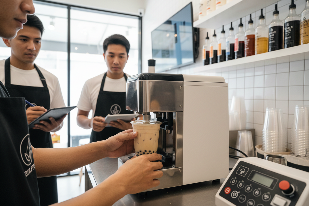boba tea sealer machine training